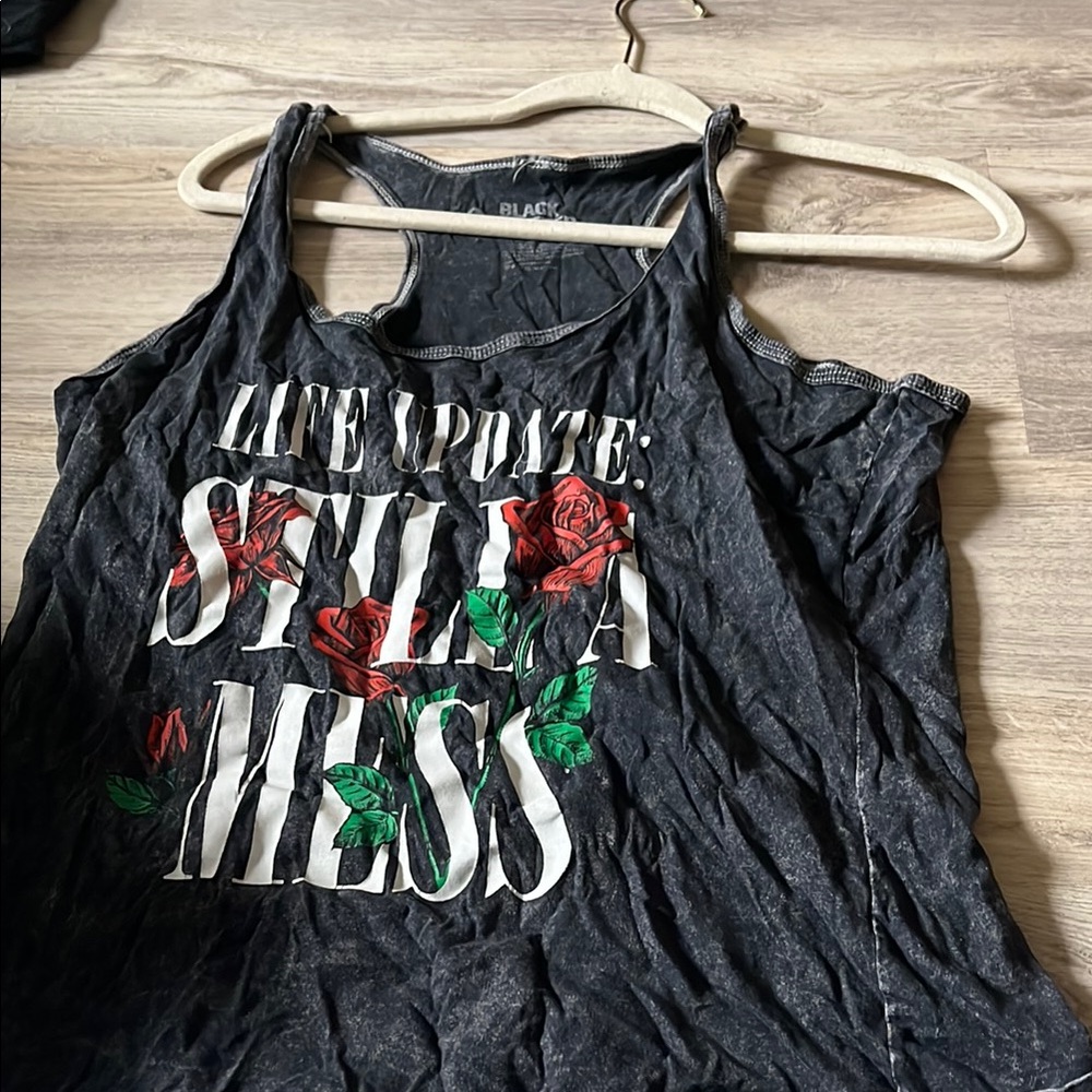 Black Matter Cut Out Tank Top Black Gray